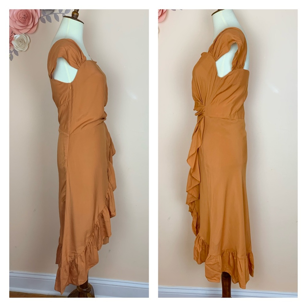 New! MAJE Paris Ruffle Off The Shoulder Midi Dress - Picture 6 of 9